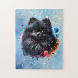 Aquarellbild für den Schwarzen Spitz Puzzle