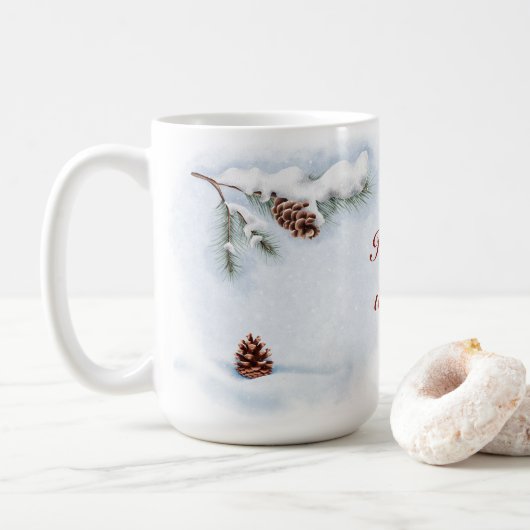 Aquarellbild "Happy Winter" Kaffeetasse (Mit Donut)