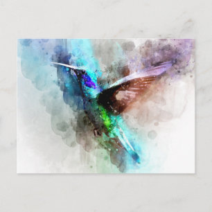 Aquarellbild Hummingbird Illustration Postkarte