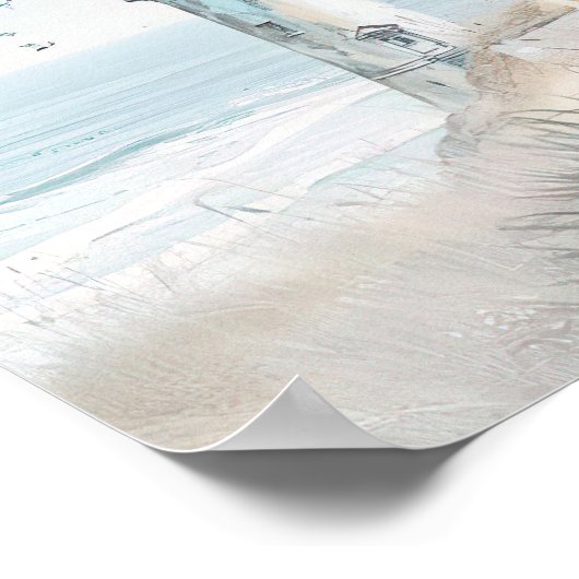 Aquarellbild-Leuchtturm Poster (Ecke)