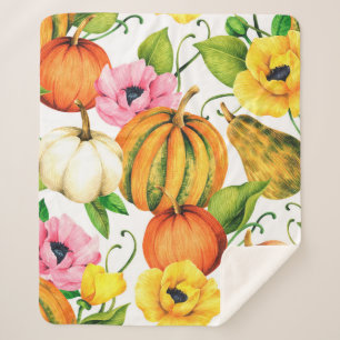 Aquarellbild mit Kürbis und Sonnenblumen Sherpadecke