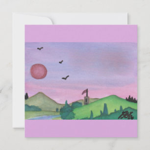 Aquarellbild Mittelalterlicher Turm Die Natur Einladung