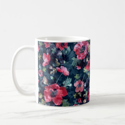 Aquarellbild. Nahtloses Muster. Bouquet Kaffeetasse (Links)
