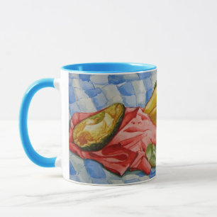 Aquarellbild noch lebendes Bild exotischer Frücht Tasse