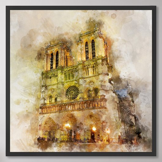 Aquarellbild Notre Dame Kathedrale Paris Fotodruck