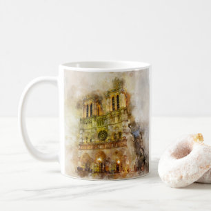 Aquarellbild Notre Dame Kathedrale Paris Kaffeetasse