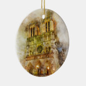 Aquarellbild Notre Dame Kathedrale Paris Keramik Ornament (Rechts)