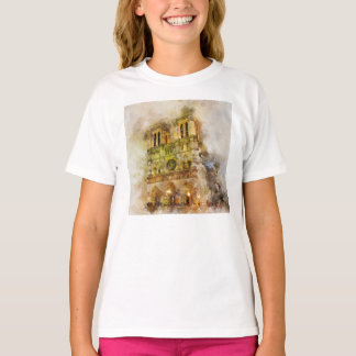Aquarellbild Notre Dame Kathedrale Paris T-Shirt