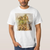 Aquarellbild Notre Dame Kathedrale Paris T-Shirt (Vorderseite)
