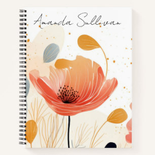 Aquarellbild rote Mohnblume Notizblock