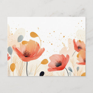 Aquarellbild rote Mohnblume Postkarte