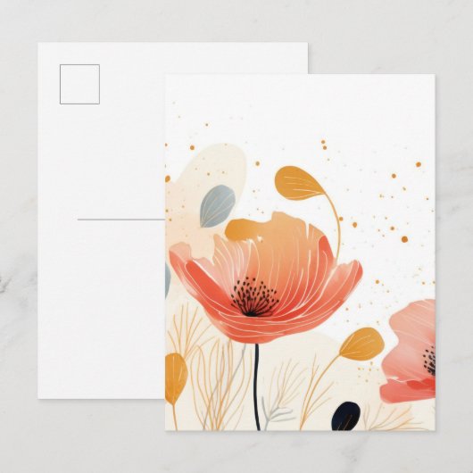 Aquarellbild roter Mohn Postkarte (Vorne/Hinten)