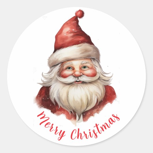 Aquarellbild Santa Claus Runder Aufkleber (Vorderseite)