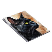Aquarellbild Schwarze Katze Profil Pose Notizblock (Rechte Seite)