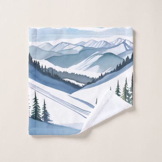 Aquarellbild Skiberg Waschlappen (Waschlappen)
