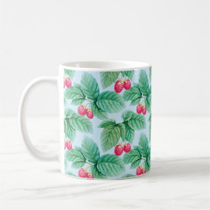 Aquarellbild von Himbeeren. Nahtlos Kaffeetasse