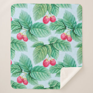 Aquarellbild von Himbeeren. Nahtlos Sherpadecke