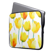 Aquarellbild von Tulpen. Nahtloses Pattern Laptopschutzhülle (Vorderseite Links)