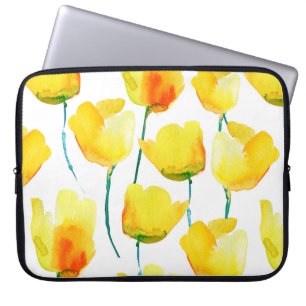Aquarellbild von Tulpen. Nahtloses Pattern Laptopschutzhülle