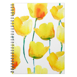 Aquarellbild von Tulpen. Nahtloses Pattern Notizblock