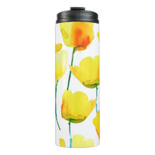Aquarellbild von Tulpen. Nahtloses Pattern Thermosbecher