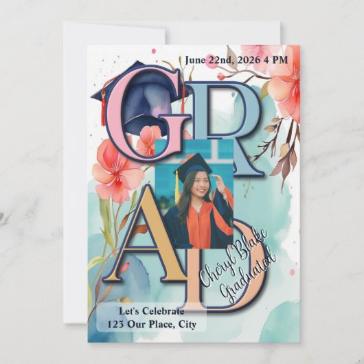 Aquarellbilder-Abschluss Einladung (Vorderseite)