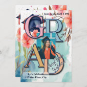 Aquarellbilder-Abschluss Einladung (Vorne/Hinten)