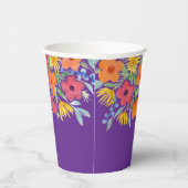 Aquarellbilder auf Lila Papierstapeln Pappbecher (Rechts)