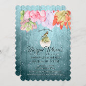 Aquarellbilder Bird Aquamarines Brautparty Einladung (Vorne/Hinten)