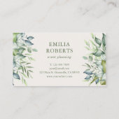 Aquarellbilder Blätter Grüne Elegante Visitenkarte (Rückseite)