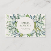 Aquarellbilder Blätter Grüne Elegante Visitenkarte (Vorderseite)