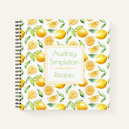 Aquarellbilder Blätter Square Rezept Buch | (Vorderseite)