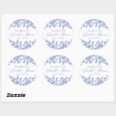 Aquarellbilder - Blaues Brautparty Runder Aufkleber (Blatt)