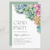 Aquarellbilder Boho Abschluss Einladung (Vorne/Hinten)