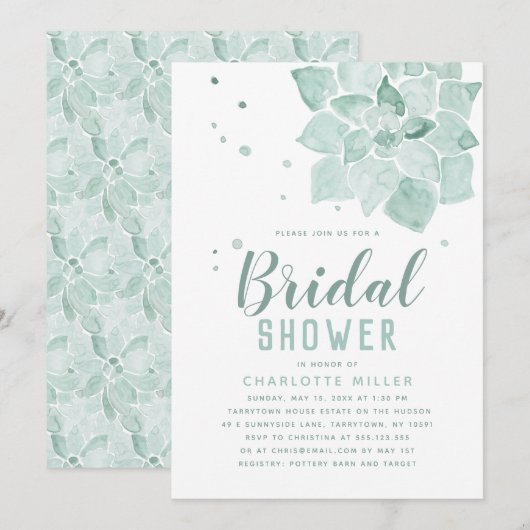 Aquarellbilder Bridal Dusche Einladung (Vorne/Hinten)
