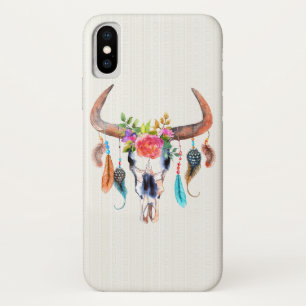 Aquarellbilder - Bull Skull Beige-Stamm Case-Mate iPhone Hülle