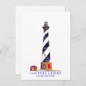 Aquarellbilder Cape Hatteras Leuchtturm Mitteilungskarte (Vorne/Hinten)