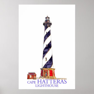Aquarellbilder Cape Hatteras Leuchtturm Poster
