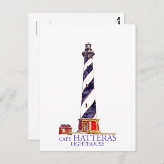 Aquarellbilder Cape Hatteras Leuchtturm Postkarte (Vorne/Hinten)