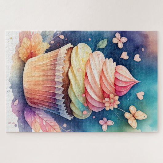 Aquarellbilder Cupcake Puzzle (Horizontal)