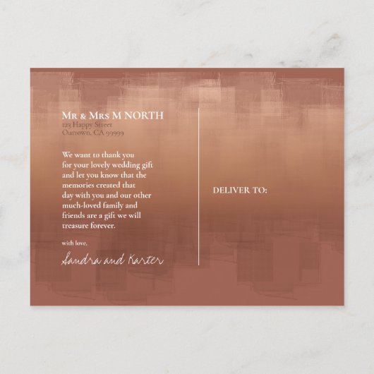 Aquarellbilder Danke Clay ID774 Postkarte (Rückseite)