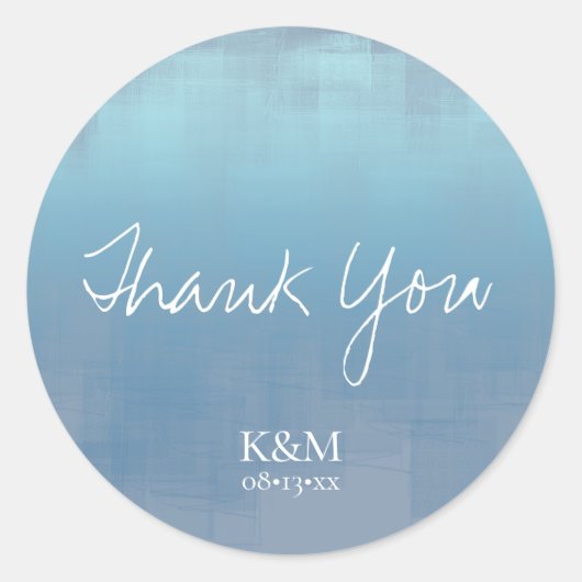 Aquarellbilder Danke Dusty Blue ID774 Runder Aufkleber (Vorderseite)