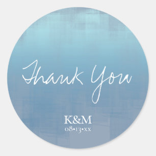 Aquarellbilder Danke Dusty Blue ID774 Runder Aufkleber