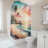 Aquarellbilder des Sonnenuntergangs des tropischen Duschvorhang (Beispiel)