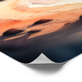 Aquarellbilder des Sonnenuntergangs des tropischen Poster (Ecke)