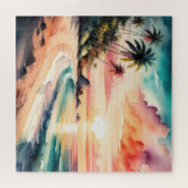 Aquarellbilder des Sonnenuntergangs des tropischen Puzzle (Horizontal)