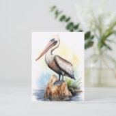 Aquarellbilder eines Pelikans Postkarte (Stehend Vorderseite)