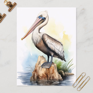 Aquarellbilder eines Pelikans Postkarte