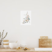 Aquarellbilder für botanische Pfauenflora Poster (Küche)