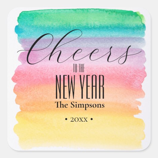 Aquarellbilder für das neue Jahr Quadratischer Aufkleber (Vorderseite)